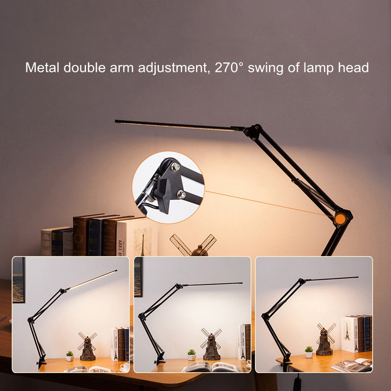 Long arm folding rotating clip desk lamp | USB touch dimming model