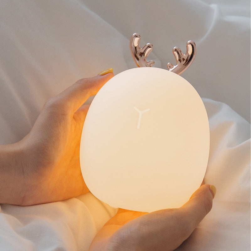 Cute Deer Antler Silicone Night Light|Cartoon Deer Charge Rabbit