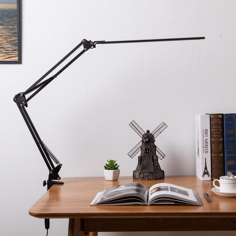 Long arm folding rotating clip desk lamp | USB touch dimming model