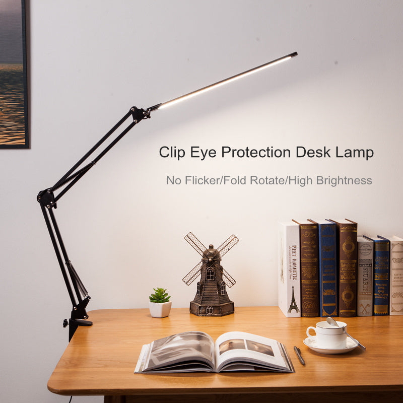 Long arm folding rotating clip desk lamp | USB touch dimming model