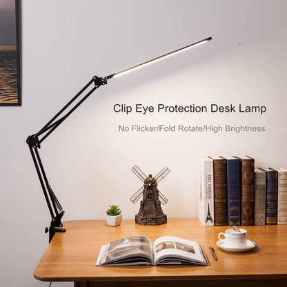 Long arm folding rotating clip desk lamp | USB touch dimming model