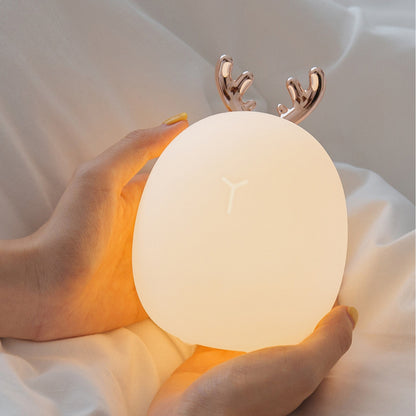 Cute Deer Antler Silicone Night Light｜Cartoon Deer Charge Rabbit