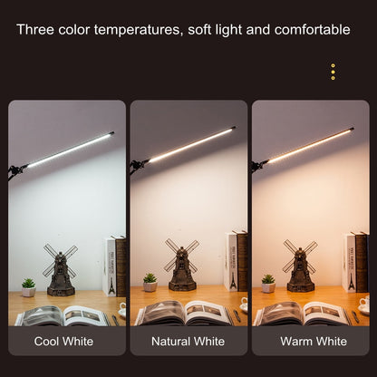 Long arm folding rotating clip desk lamp | USB touch dimming model