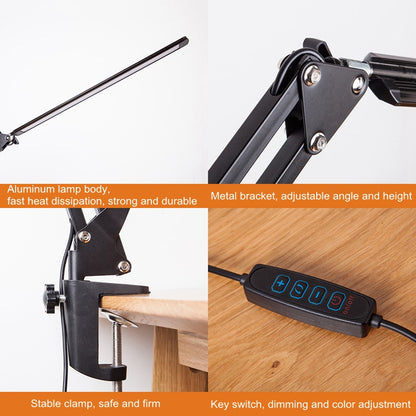 Long arm folding rotating clip desk lamp | USB touch dimming model